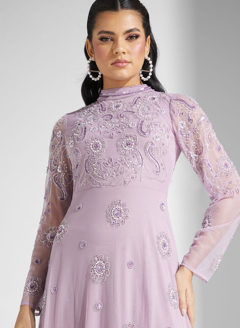 Frock and Frill Embellished Front Slit maxi dress - Image 3