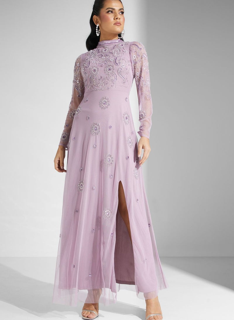 Frock and Frill Embellished Front Slit maxi dress - Image 4