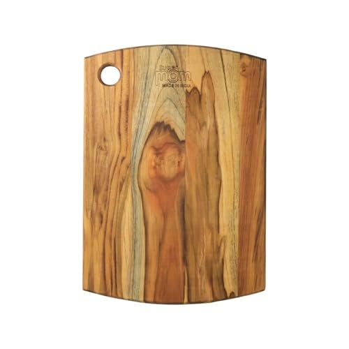 SUPERMOM Chopping Board Wood 1 Pc – Teak Wooden Cutting Board for Vegetables, Fruits, Meat and Cheese – Antibacterial, Durable, BPA-Free, Non-Slip Kitchen Chopping Board for Cooking and Food Prep - Image 5