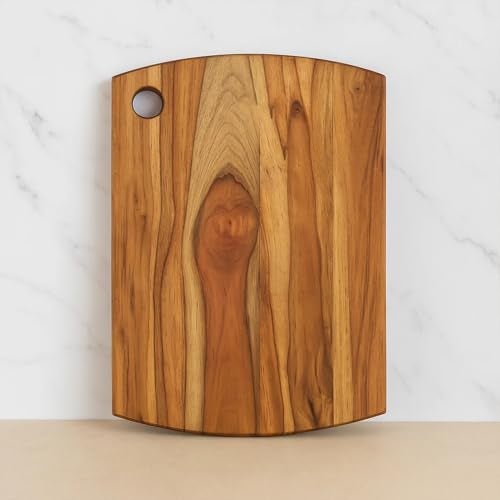 SUPERMOM Chopping Board Wood 1 Pc – Teak Wooden Cutting Board for Vegetables, Fruits, Meat and Cheese – Antibacterial, Durable, BPA-Free, Non-Slip Kitchen Chopping Board for Cooking and Food Prep - Image 4