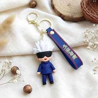 FowWelt Cartoon Characters Keychain for Girls & Boys – Cute Silicone Keyring Accessories | Key Purse, Backpack, Car Charm | Lightweight & Durable (Jujuts Kisen) - Image 4