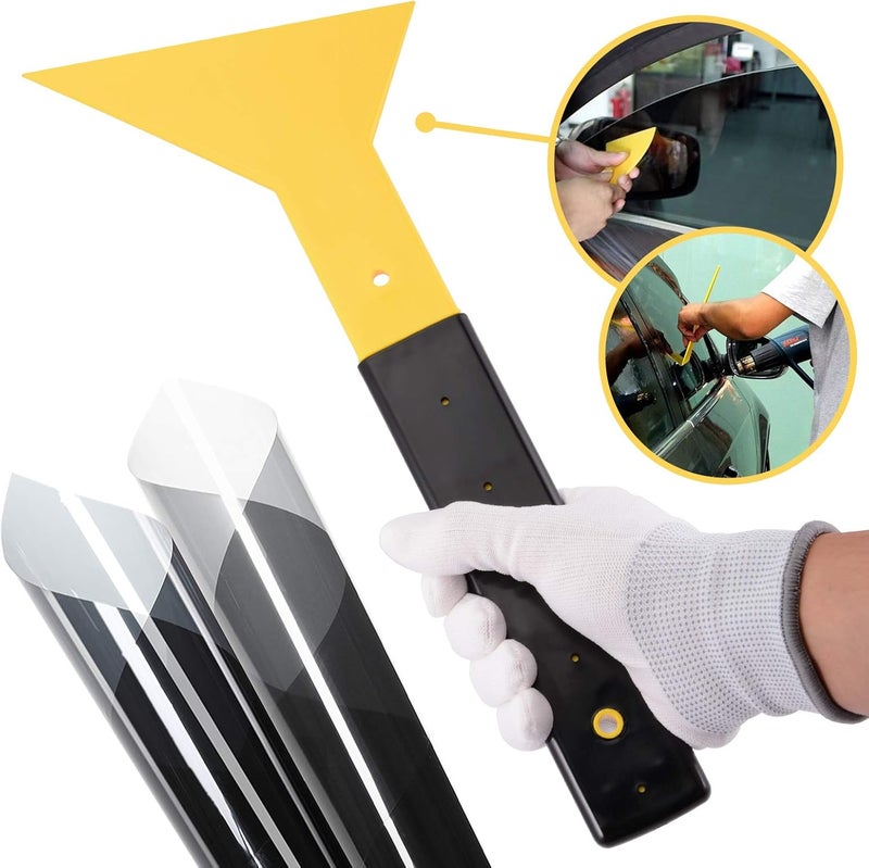 Ehdis Window Tint Squeegee Long Handle Scraper Tool Triangle Slim Foot Tinting Squeegee Windshield Snow Frost Ice Removal Tool for Cars Trucks Window Film Installation Applicator Tool - Image 4