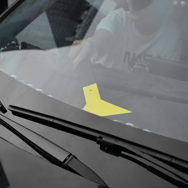 Ehdis Window Tint Squeegee Long Handle Scraper Tool Triangle Slim Foot Tinting Squeegee Windshield Snow Frost Ice Removal Tool for Cars Trucks Window Film Installation Applicator Tool - Image 3
