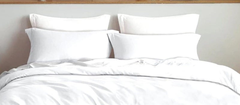 TIB Glace Cotton 140 GSM Plain King Size Bedsheet with 2 Pillow Covers, Bedsheet for Double Bed, 90X100 Inches, for Home, Hotel, Guest Room, White - Image 3