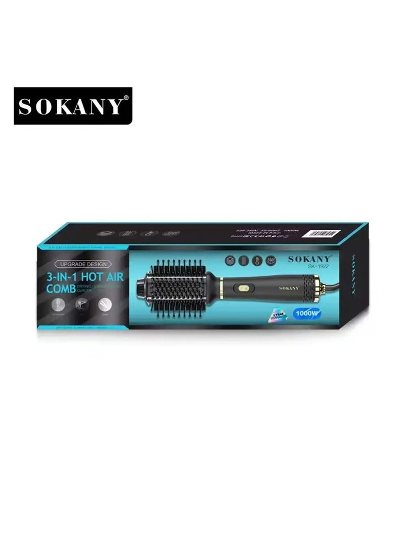 Sokany 3 in 1 Hot Air Brush, Dry and Straighten, Effortless Styling in Less Time for Amazing Results, SK-1922 - Image 1