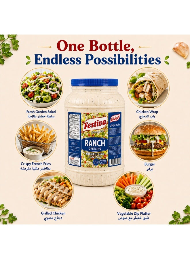 Festiva Ranch US Dressing 3.78L - Creamy Salad Dressing and Sandwich Spread for Burgers, Wraps and Snacks - Dip and Dressing Sauce - Image 3