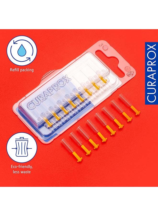 CURAPROX فرشاة أسنان بين الأسنان CPS 09 Prime Refill من Curaprox، باللون الأصفر، 8 قطع - 8 × 0.9 مم - فرشاة أسنان داخلية 4 مم.  - Image 3