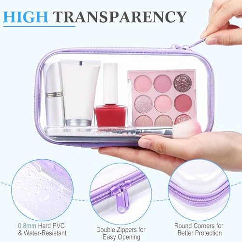 Hoolerry 4 Pcs Hard Clear Zipper Case Makeup Bags Plastic Pencil Pouch Transparent Storage Box Containers for Cosmetics, Snacks, Building Blocks, Puzzles(Multicolor,7.5 x 3.9 x 2 in) - Image 3