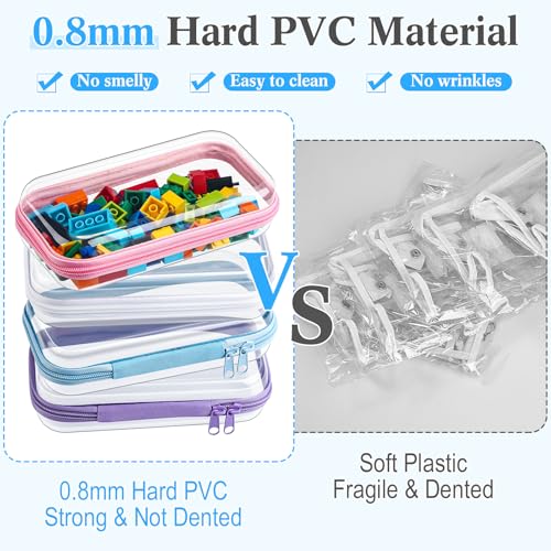 Hoolerry 4 Pcs Hard Clear Zipper Case Makeup Bags Plastic Pencil Pouch Transparent Storage Box Containers for Cosmetics, Snacks, Building Blocks, Puzzles(Multicolor,7.5 x 3.9 x 2 in) - Image 4