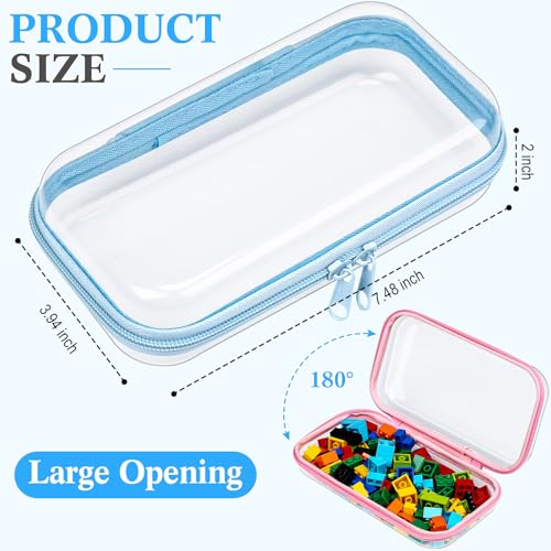 Hoolerry 4 Pcs Hard Clear Zipper Case Makeup Bags Plastic Pencil Pouch Transparent Storage Box Containers for Cosmetics, Snacks, Building Blocks, Puzzles(Multicolor,7.5 x 3.9 x 2 in) - Image 2