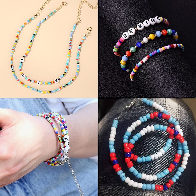 Beads For Stringing Adult Children Beads Set 4mm Colors Beads Letter Beads Letters Bead Jewelry For Girls Bracelet Hair Band Jewelry Crafting Gift - Image 2