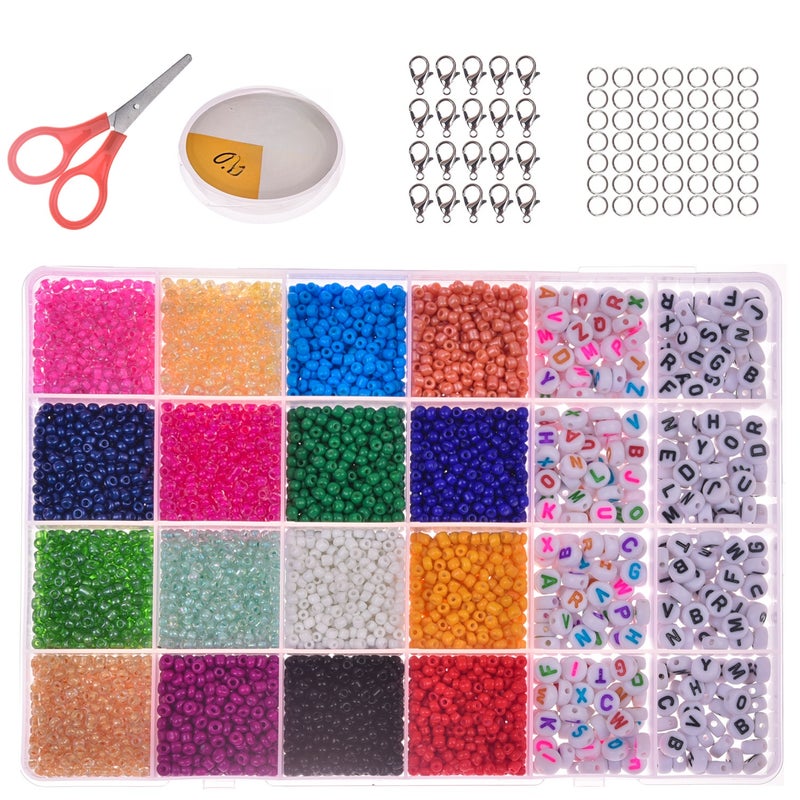 Beads For Stringing Adult Children Beads Set 4mm Colors Beads Letter Beads Letters Bead Jewelry For Girls Bracelet Hair Band Jewelry Crafting Gift - Image 1
