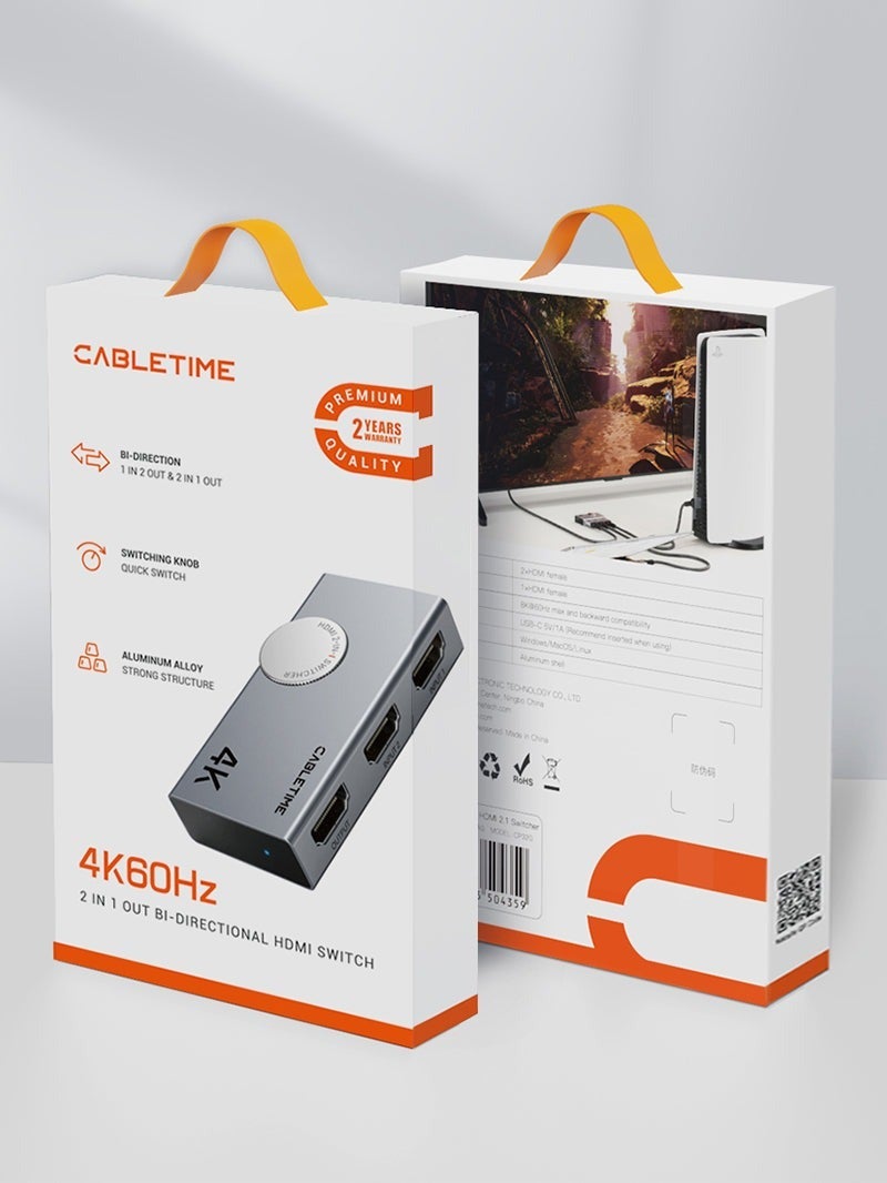 CABLETIME 4K 60HZ HDMI 2.0 SWITCH 2 IN 1 - Image 2