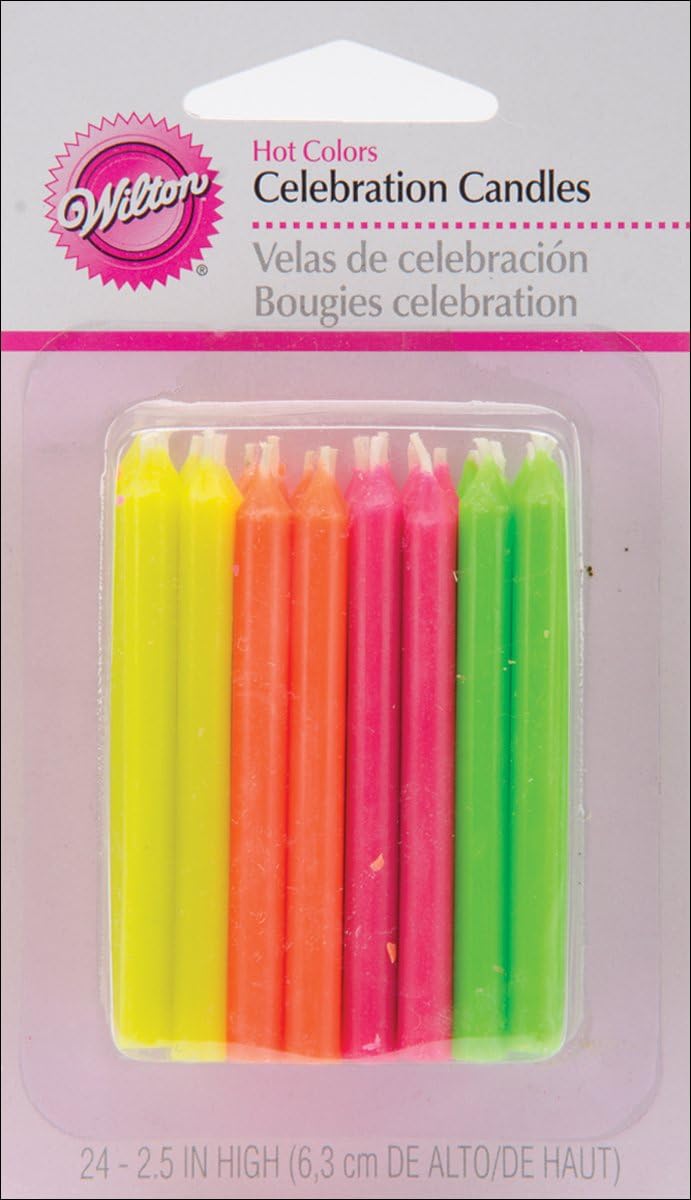 Wilton Birthday Candles 25Inch Hot Colors 24Pack
