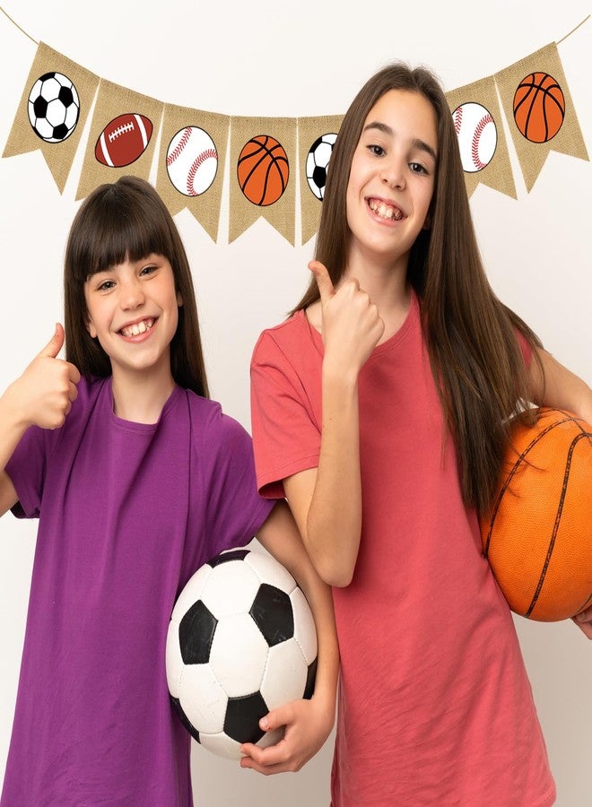 Doumeny Sports Burlap Banner Baseball Bunting Garland Sport Theme Party Hanging Banner American Football Banner Garland Basketball Soccer Banner Bunting for Birthday Baby Shower Sport Club Party Decor - Image 4
