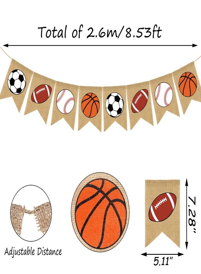 Doumeny Sports Burlap Banner Baseball Bunting Garland Sport Theme Party Hanging Banner American Football Banner Garland Basketball Soccer Banner Bunting for Birthday Baby Shower Sport Club Party Decor - Image 2