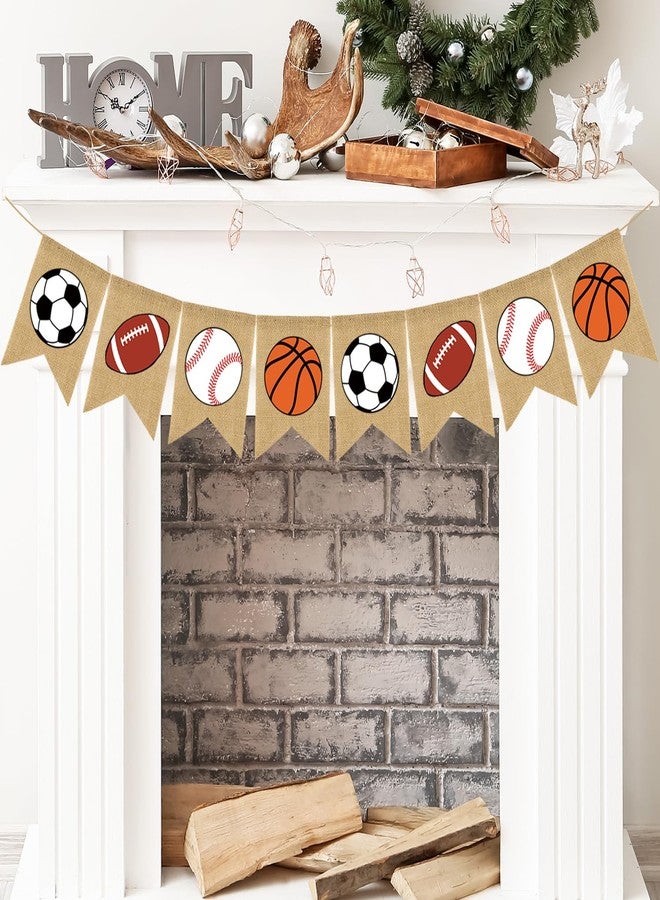Doumeny Sports Burlap Banner Baseball Bunting Garland Sport Theme Party Hanging Banner American Football Banner Garland Basketball Soccer Banner Bunting for Birthday Baby Shower Sport Club Party Decor - Image 1