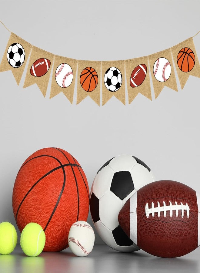 Doumeny Sports Burlap Banner Baseball Bunting Garland Sport Theme Party Hanging Banner American Football Banner Garland Basketball Soccer Banner Bunting for Birthday Baby Shower Sport Club Party Decor - Image 5