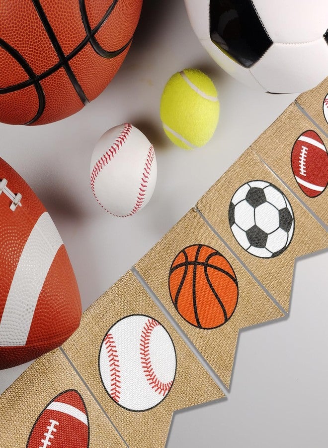 Doumeny Sports Burlap Banner Baseball Bunting Garland Sport Theme Party Hanging Banner American Football Banner Garland Basketball Soccer Banner Bunting for Birthday Baby Shower Sport Club Party Decor - Image 3