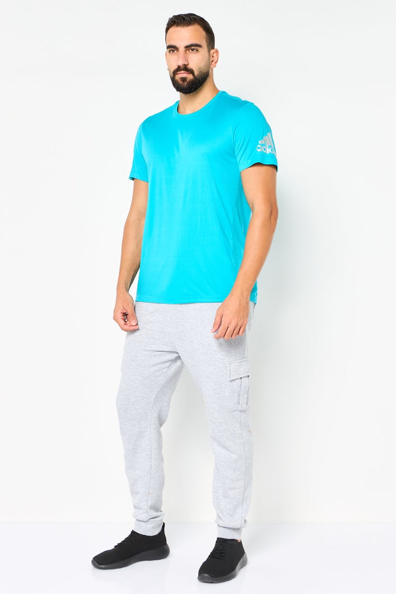 Adidas Men Sportswear FIt Short Sleeve Outdoor T-Shirt, Blue - Image 2