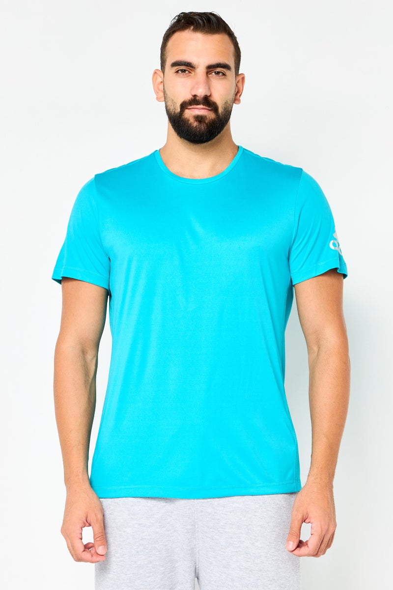 Adidas Men Sportswear FIt Short Sleeve Outdoor T-Shirt, Blue - Image 1