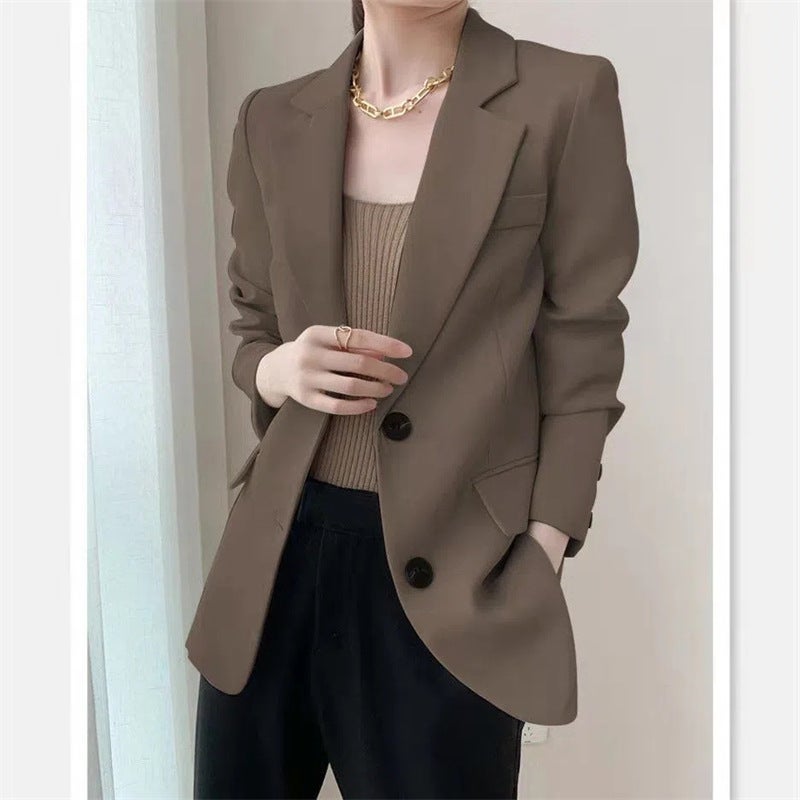 Fashionable Coffee Colored Womens Small Suit Jacket Spring Autumn New Korean Style Versatile Design Sensation Elite Class Brown  - Image 1