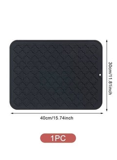 Kutis 1-Piece Silicone Drying Mat for Kitchen Countertops/Dish Drying Mat/Cup Drying Mat/Heat Proof Mat Black 30 x 40 Centimeter  - Image 4