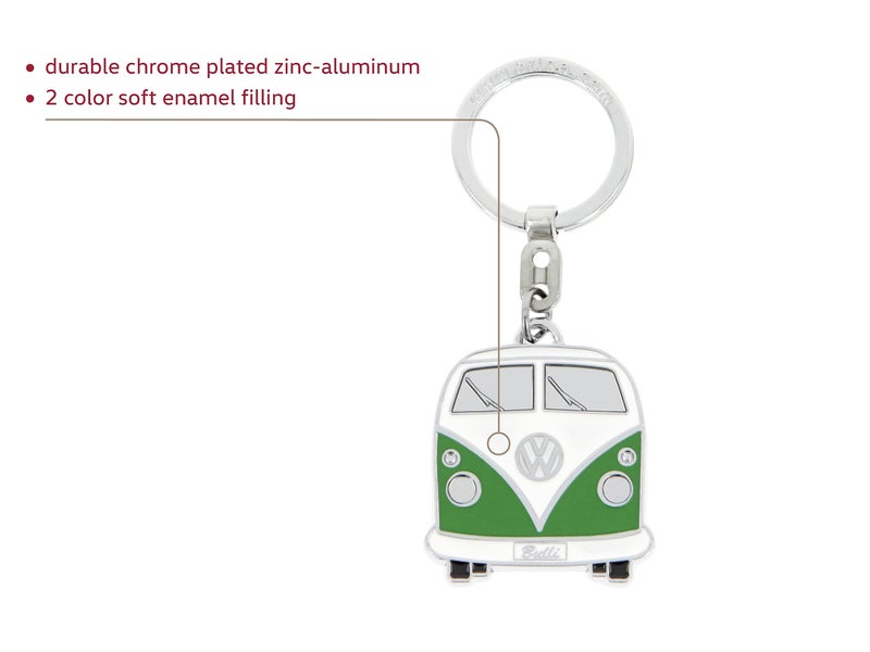 BRISA VW Collection - Volkswagen Enamel Metal Keyring Keychain Accessory Keyholder in T1 Bus Design (Front/Green) - Image 2