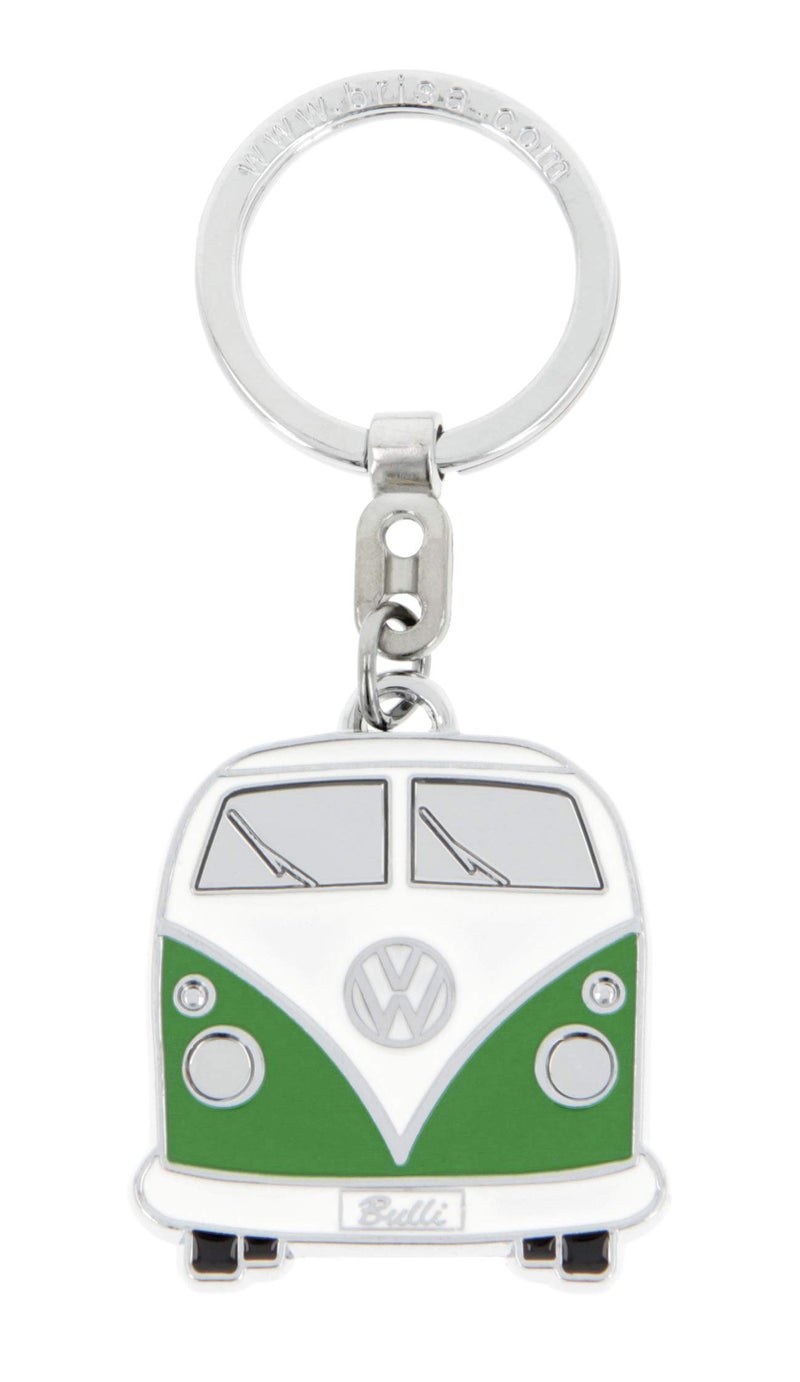 BRISA VW Collection - Volkswagen Enamel Metal Keyring Keychain Accessory Keyholder in T1 Bus Design (Front/Green) - Image 1
