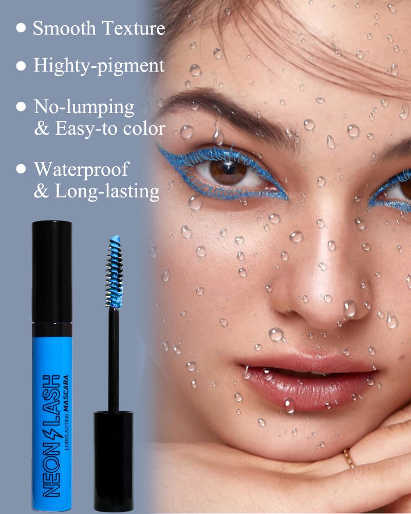 LYSdefeu UV Glow Colored Mascara Volume and Length - 1 Pcs Green Waterproof Mascara for Eyelashes, Fast Dry Curling Non Clumping, Long Lasting for St Patrick's Day Party, Stage Use, Clubbing Makeup - Image 5