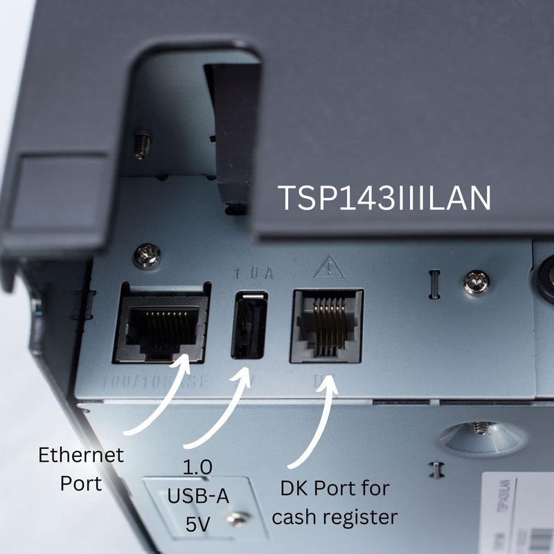 Star Micronics TSP143IIILAN Ethernet (LAN) Thermal Receipt Printer with Auto-Cutter and Internal Power Supply - Gray - Image 3