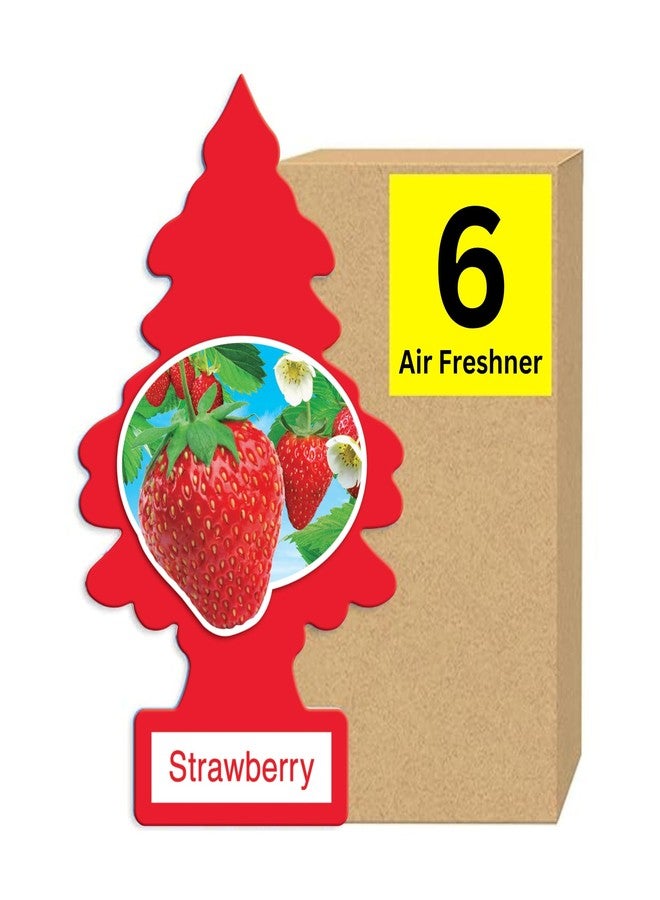 LITTLE TREES Car Air Freshener | Hanging Paper Tree for Home or Car | Strawberry | 6 Pack - Image 1