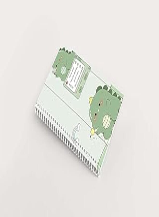 دفتر ملاحظات بتصميم فاخر على شكل ديناصور أخضر لطيف، 100 صفحة، مقاس 15 × 8 بوصة (A5 (15 × 20))