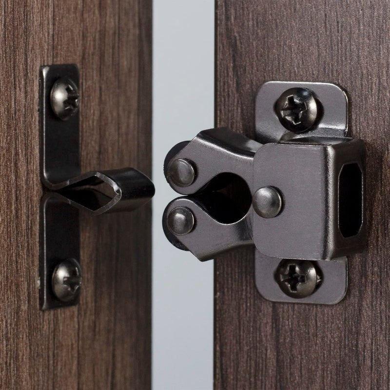 Keenkee 4 Pcs Cabinet Latch Double Roller Catch Hardware For Cupboard Closet Kitchen Cabinet Door Latches And Catches Black Nickel - Image 1
