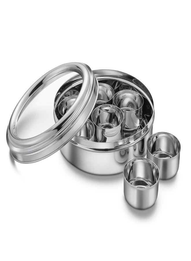 Judge by Prestige Masala Dubba with see-Through Lid|7 Spice Containers Inside|Stainless steel|Silver - Image 1