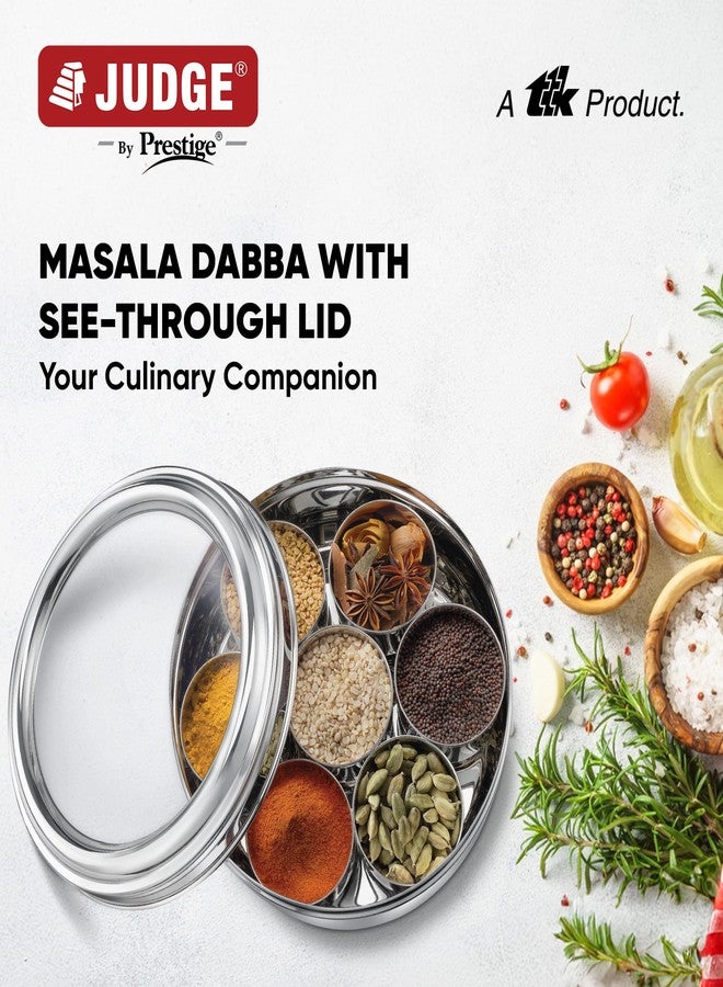 Judge by Prestige Masala Dubba with see-Through Lid|7 Spice Containers Inside|Stainless steel|Silver - Image 2