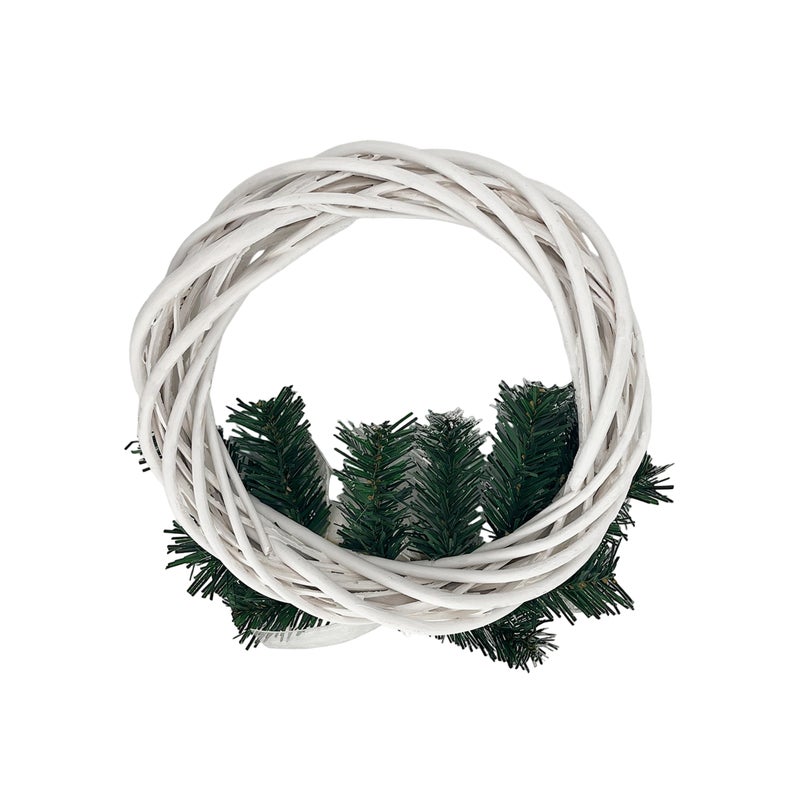 CHRISTMAS MAGIC Rattan Wreath White 25cm - Image 2