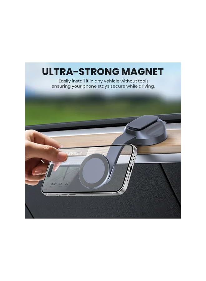 S-TOP Magnetic Car Phone Holder with 360° Rotation - Magnet Compatible Magnetic Car Phone Mount Mobile Holder for Car - Phone Stand with Suction Cup Mount for Dashboard, Windshield - Image 2