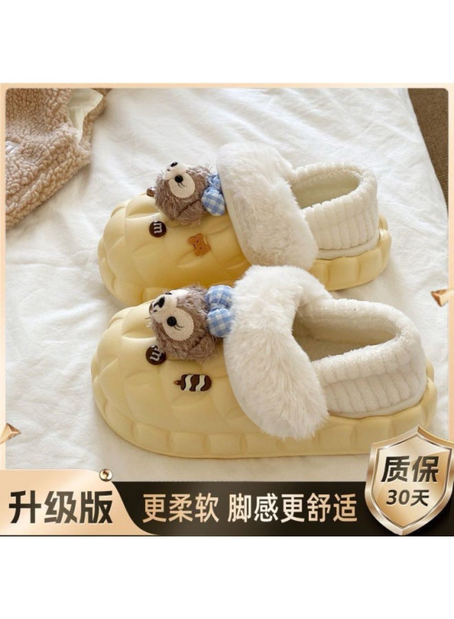 Shirley Rose Plush Cute Super Warm Cotton Slippers For Women Winter  New Model Outdoor Thick-soled Warm Fleece Indoor Home Slippers