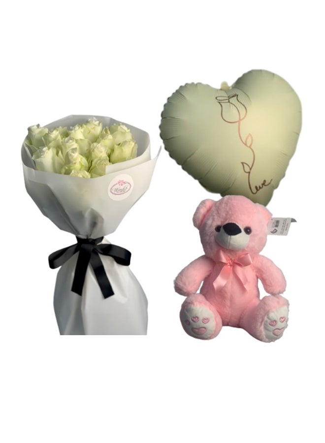 wardi 15 White Roses Combo 2