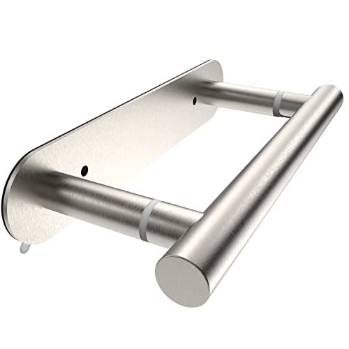Ruacq Self Adhesive Toilet Paper Holder Brushed Double Post Pivoting Tissue Holders Roll Holder Hangers Bathroom Tissue Roll Holder SUS 304 Stainless Steel Modern Wall Mounted or SelfAdhesive