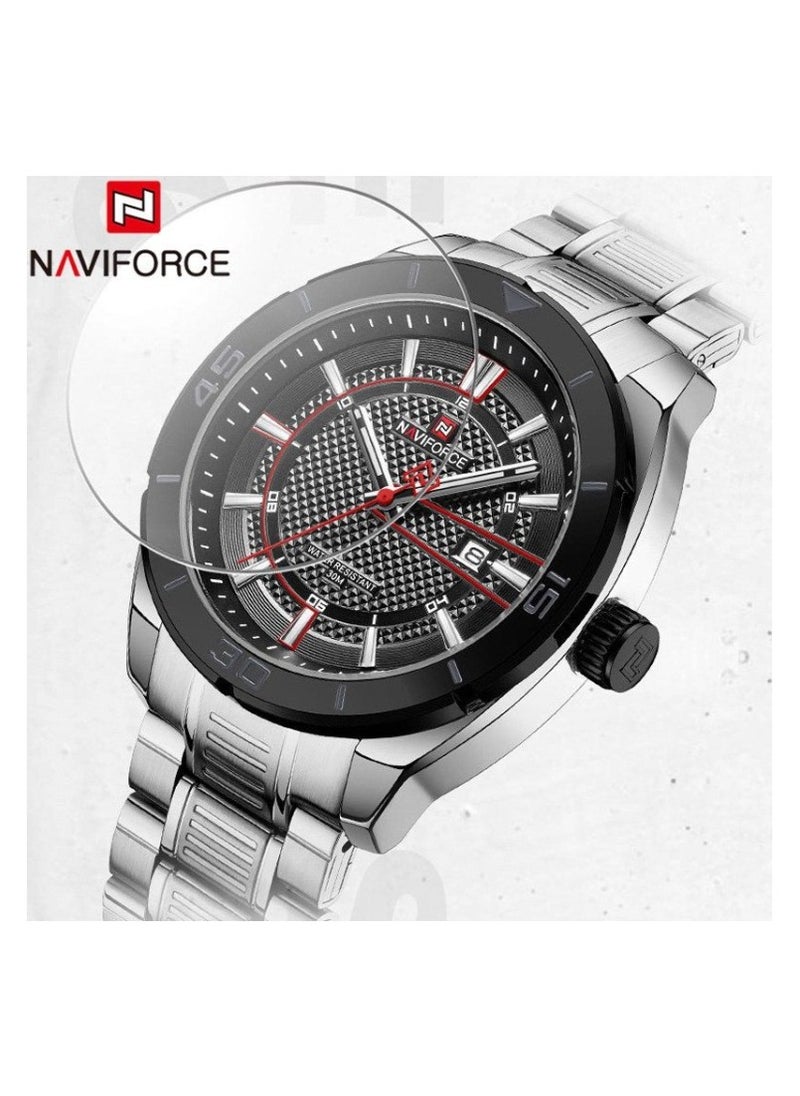 NAVIFORCE - Men's Analog Round Shape Stainless Steel Wrist Watch NF9210 S/B - 45 Mm - Image 1
