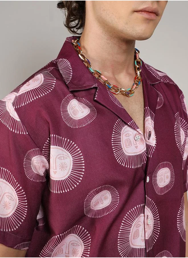 Campus Sutra Graphic Print Casual Shirt with Buttons by Styli