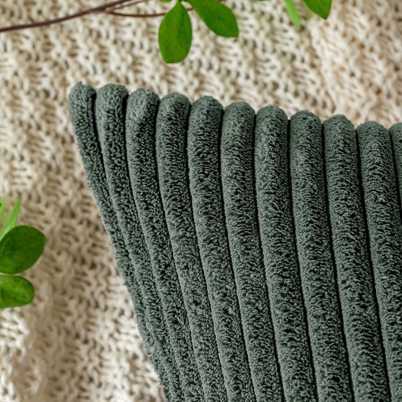 EMEMA Cushion Cover, 40 x 60 cm, Christmas Corduroy Cushion Covers, Decorative Cushion, Sofa Cushion, Corduroy Cushion Cover, Decorative Soft, for Sofa, Living Room, Bedroom, Set of 2, Dark Green - Image 3