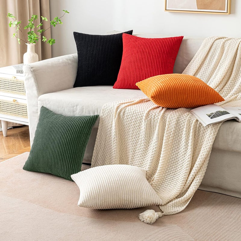 EMEMA Cushion Cover, 40 x 60 cm, Christmas Corduroy Cushion Covers, Decorative Cushion, Sofa Cushion, Corduroy Cushion Cover, Decorative Soft, for Sofa, Living Room, Bedroom, Set of 2, Dark Green - Image 4