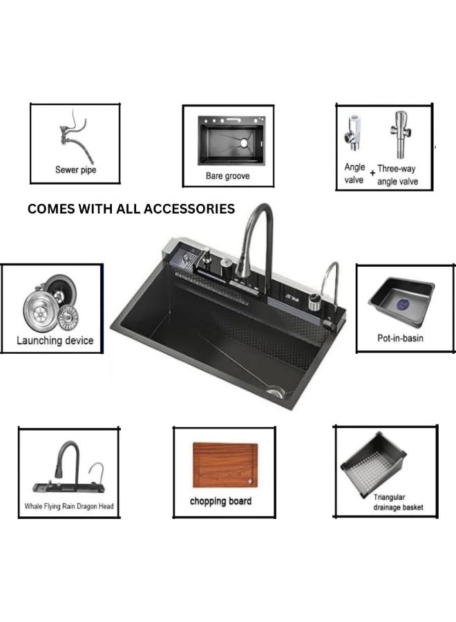 Stainless Steel Smart Kitchen Sink Black Workstation Sink  - Image 3
