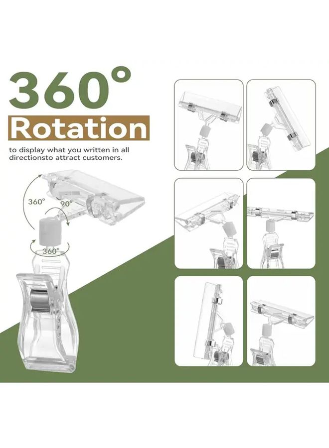 31 Pack Heavy Duty Plastic Double Sided Sign Holder Clips With Rotatable Swivel Base And Sturdy Base For Price Display Rack Including Price Tags - Image 3