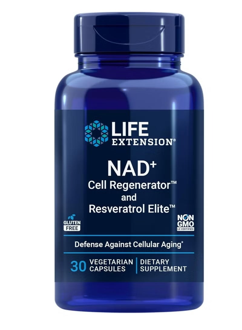 Life Extension NAD+ Cell Regenerator and Resveratrol Elite, NIAGEN nicotinamide riboside, Trans-resveratrol, quercetin, Fisetin, for Longevity, Energy, and oxidative Stress, 30 Vegetarian Capsule