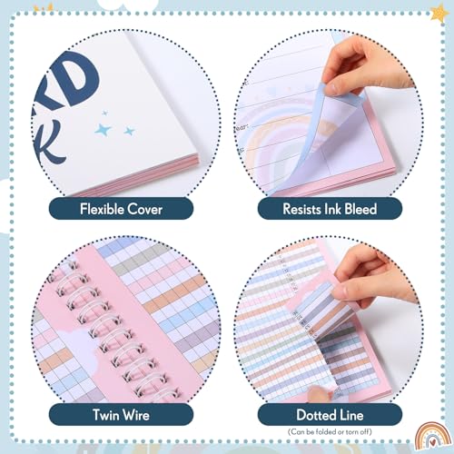 Fuyoooo Teacher Record Book Teacher Grade Books 2025-2026 Spiral Bound Record Class Grade Book Office Favors Gift for Classroom Attendance Supplies Decoration Double Sided(Rainbow) - Image 3