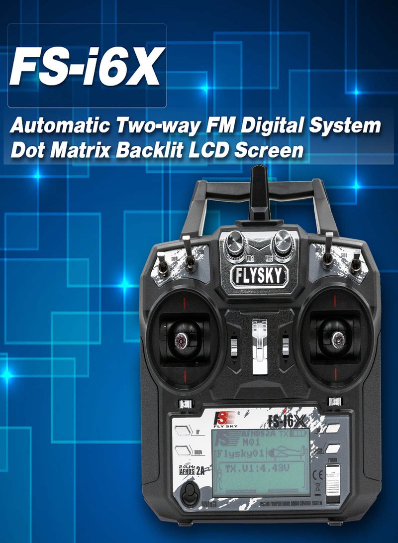 Flysky FS-i6X 2.4GHz 10CH AFHDS 2A RC Transmitter with FS-iA10B Receiver for RC Drone Airplane Helicopter - Image 5